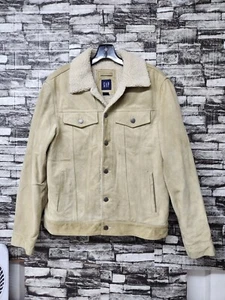 Chaqueta de Camionero de Cuero Gamuza GAP De Colección Piel de Vaca Forrada Sherpa Para Hombre Talla Pequeña” - Imagen 1 de 9