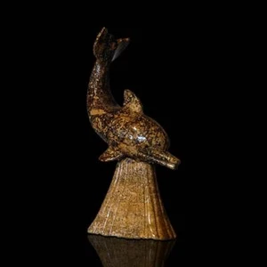 Skulptur aus Tabelle Stilizzata Delfin Travertin Dolphin Table Skulptur H.17cm - Bild 1 von 3