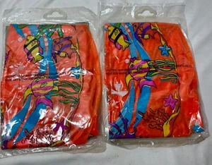 🎁2 Vintage Splash Club 20" aufblasbarer transparenter Schwimmring orange mit Fisch - Bild 1 von 4