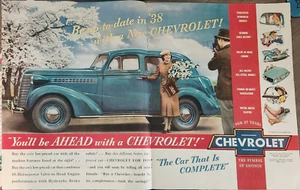 1938 Chevrolet Blue car Vintage Ad 14 x 20 Be up to date - Picture 1 of 1