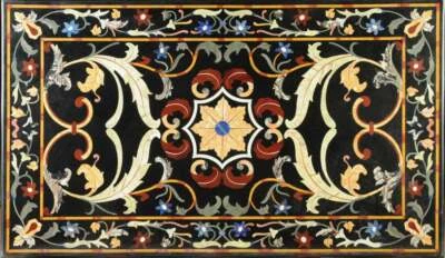 48" x 30" Marble center Table Top semi precious stones Inlay Home decor - Image 1 of 3