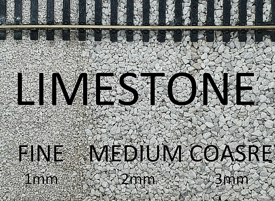 Model Railway Ballast LIMESTONE, 1kg, 2kg, N ,OO gauge, 0.5mm, 1mm, 2mm, 3mm - Image 1 of 3