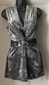 jasper conran silver velour V neck Tie Back top size 10 BNWT - Bild 1 von 6