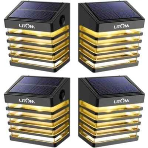LITOM 4-Pack Solar Fence Lights | 2 Modes, IP65 Waterproof for Garden & Patio - Picture 1 of 8