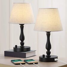 USB Bedside Table Lamp, Nightstand Lamp Set of 2 with Dual USB Quick Charging...