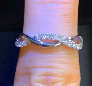 1Ct Round Lab-Created Diamond Infinity Half Eternity Ring 14K White Gold Plated - Picture 1 of 7