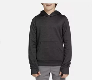 DSG Boys' Tricot Long Sleeve Hoodie Heather, Pure Black/Dark Gray, S - Picture 1 of 3