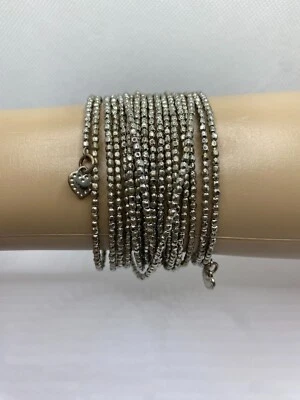 Pulsera Stella & Dot Tonificada Plateada Bardot Slinky Envoltura Bobina Foto 1 de 4