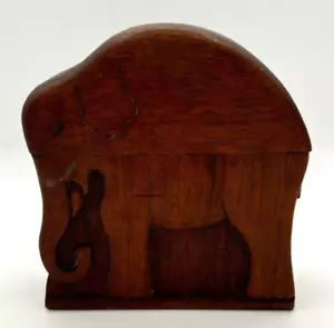 Vintage Holz Elefant Zigarettenetui handgeschnitzt Halter Aufbewahrung aufklappbar - Bild 1 von 16