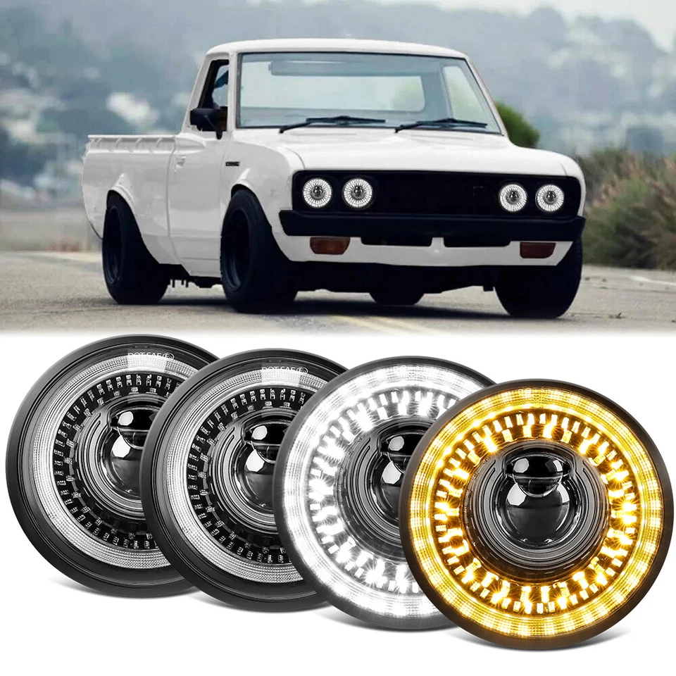 4PC DOT 5.75" 5-3/4" Round LED Headlights w/DRL For Datsun 620 Pickup 1972-1974 - Image 1 of 4