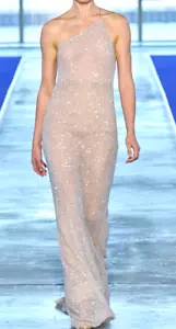 Jason Wu Runway Soft Pink One Shoulder Silk Beaded Sequin Long Dress Gown US 6 - Picture 1 of 12