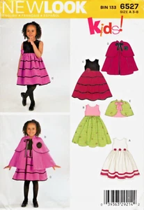 Vestido Infantil Sin Mangas, Capelet, Capa New Look Patrón Costura 6527 Tallas 3-8 - Imagen 1 de 2