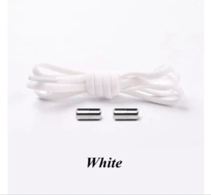 1Pair Shoelaces Elastic Screw Locking Shoe String No Tie White - Picture 1 of 5
