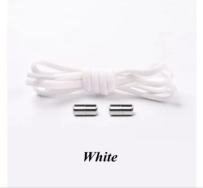 1 par de cordones elásticos tornillo bloqueo zapato cuerda sin lazo blanco Foto 1 de 4