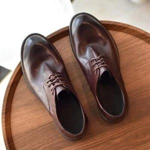 Men Lace Up Real Leather Dress Formal Business Shoes Casual Retro American Style - Picture 1 of 17