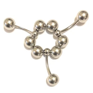 Handcrafted Surgical Steel 14g t0 10g 5/8" 3X8mm Balls PA ROLLER BALLS Barbell. - Picture 1 of 4