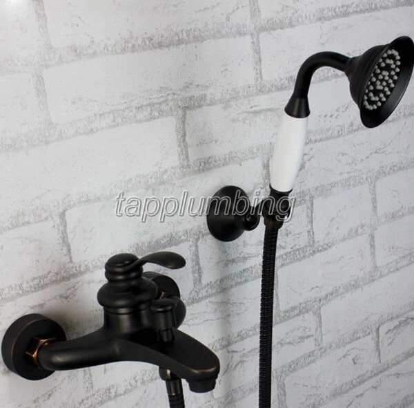 Oil Rubbed Bronze Wall Mount Bath Shower Faucet Set with Handheld Shower Spray  - Image 1 of 1