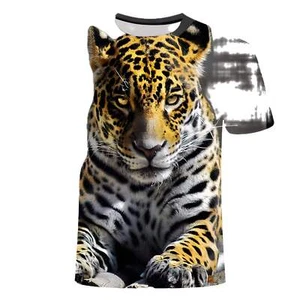 3D Printed Cartoon Lion T-Shirt for Men and Women, Short Sleeve Round Neck Polye - Picture 1 of 77