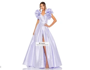 Mac Duggal Damen Flatterärmel V-Ausschnitt Frontschlitz Ballkleid Größe 8R - Bild 1 von 5