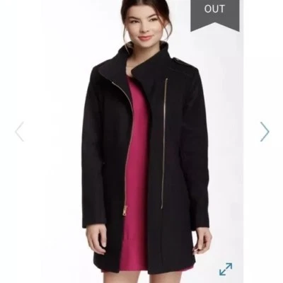 Abrigo Jessica Simpson Negro Asimétrico Cremallera Talla XS Usado Foto 1 de 4