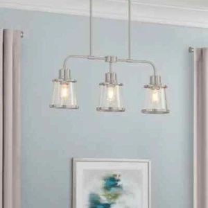Hampton Bay Rigby 3-Light Brushed Nickel Linear Dining Room Kitchen Chandelier - Picture 1 of 4