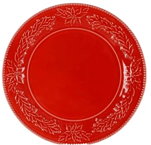 Williams Sonoma Bordallo Pinheiro Red Poinsettia Christmas Dinner Plate 11" - Picture 1 of 6