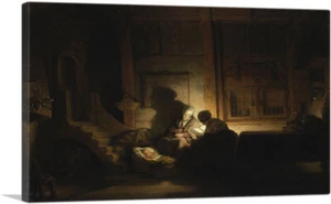 ARTCANVAS The Holy Family by Night 1642 Canvas Art Print by Rembrandt van Rijn - Picture 1 of 14