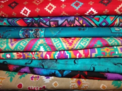 SOUTHWESTERN blanket NATIVE AMERICAN cactus Cotton FABRIC U-Pick see info 1/2 yd - Image 1 of 2