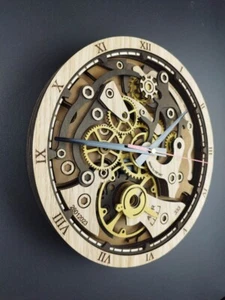 European Oak Gear Art Wall Clock – Perfect Gift for Wrist Watch Enthusiasts! - Picture 1 of 17