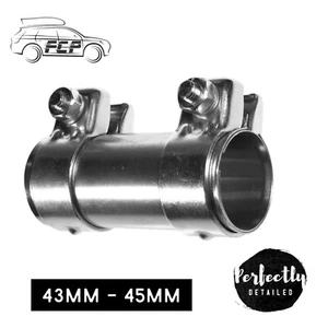 E-tech Exhaust Pipe Connector Joiner 43mm to 45mm 125mm L Heavy Duty Clamp - Picture 1 of 1