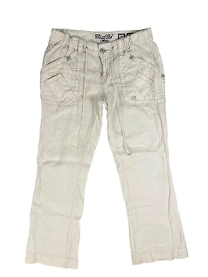 Miss Me Cargo Pants Women’s Size 28 White Capri Linen Blend Button Zip Up - Image 1 of 4