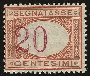 1890 Regno d'Italia - Segnatasse 20 c. cifre fortemente spostate MNH** - Picture 1 of 1