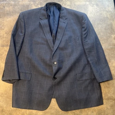 Ralph Lauren LRL Silk Wool Blazer Men's 54R Blue Neutral Plaid Sport Coat - Image 1 of 4