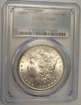 1884-P MORGAN DOLLAR PCGS MS66 - ABSOLUTE BEAUTY !! - ** HARD TO FIND IN MS66 ** - Image 1 of 4