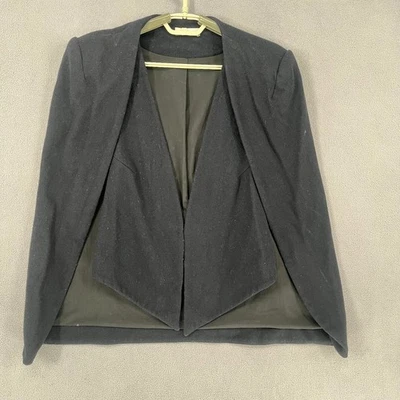 Sass & Bide Blazer Womens Small Black Wool Blend Cape Vest Open Office Coat - Image 1 of 4