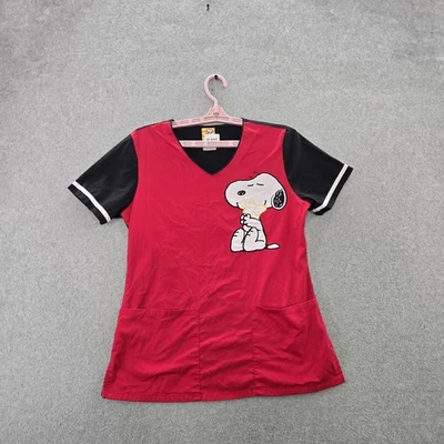 Blusa Médica Peanuts Mujer S Roja Estampado Gráfico Snoopy Caprichoso Logo Manga Corta Foto 1 de 4