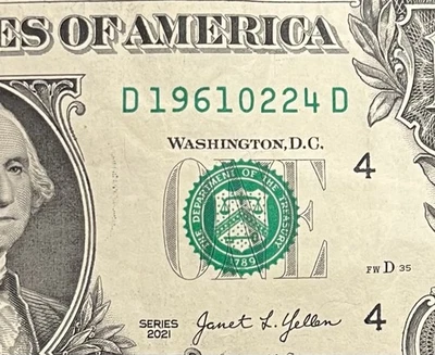 February 24, 1961 (D 19610224 D) BIRTHDAY Note $1 One Dollar Bill - Image 1 of 3