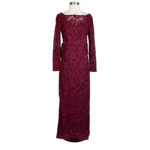 JS Collections Women's Formal Dress Size 4 Red Lace Long Sleeve Evening Gown - Picture 1 of 9