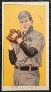 BOB RHOADES 1909 T206 HANDS AT CHEST VARIATION PIEDMONT BACK CLEVELAND NAPS RARE - Picture 1 of 3