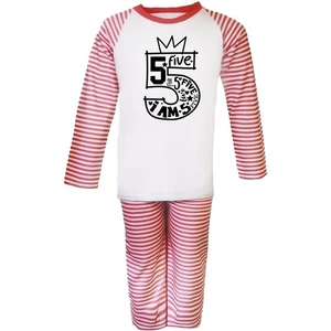 Kids Birthday Number Pyjama Set Age 5-6 Girls Boys Striped PJs Long B-day Gift - Picture 1 of 2