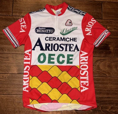 VINTAGE Parentini  CERAMICHE ARIOSTEA CYCLING SHIRT JERSEY BIKE 1990S SIZE 4 - Image 1 of 4
