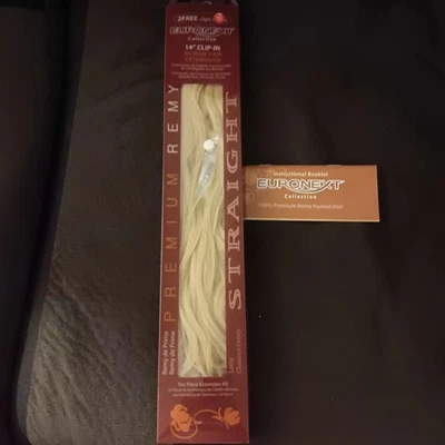 Euronext 100% Remy Human Hair Extensions 14” True Blonde 10pc w 2 clips - Image 1 of 4