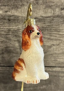 KURT ADLER CAVALIER KING CHARLES SPANIEL GLOSS GLASS CHRISTMAS ORNAMENT 4" TALL - Picture 1 of 7