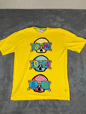 Camiseta MISKEEN Arte Original Para Hombre Talla 3XL Amarilla Hip Hop Calaveras Foto 1 de 4