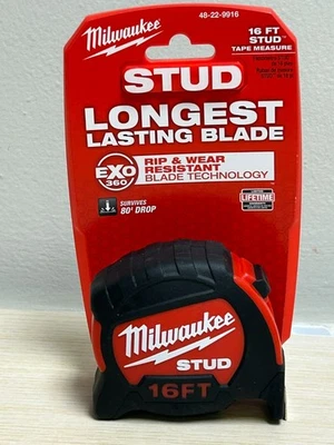 Milwaukee 16ft Stud Tape Measure, 48-22-9916 - Image 1 of 2