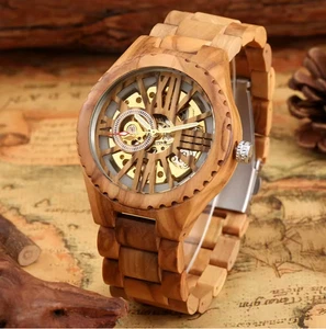 Luxury Roman Automatic Watches for Men Wooden Wristwatches Mens Watch Wood Watch - Picture 1 of 7