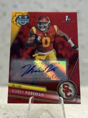 2023 Bowman University Chrome - Red Prospect Autographs Korey Foreman Auto /5 - Image 1 of 3