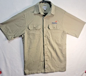 Camisa Carhartt Para Hombres Mediana Beige Lona Abotonada Relajada Exterior Trabajo Habilidades EE. UU. - Imagen 1 de 6