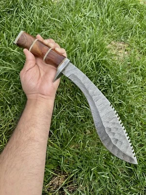 AJ SANITY KNIVES 16" CUSTOM DAMASCUS Steel Fixed Blade BOWIE Hunting SURVIVAL Knife GURKHA KUKRI