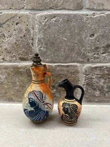 Greek Ceramic Mini Perfume Bottle EMPTY and Pitcher - Picture 1 of 9